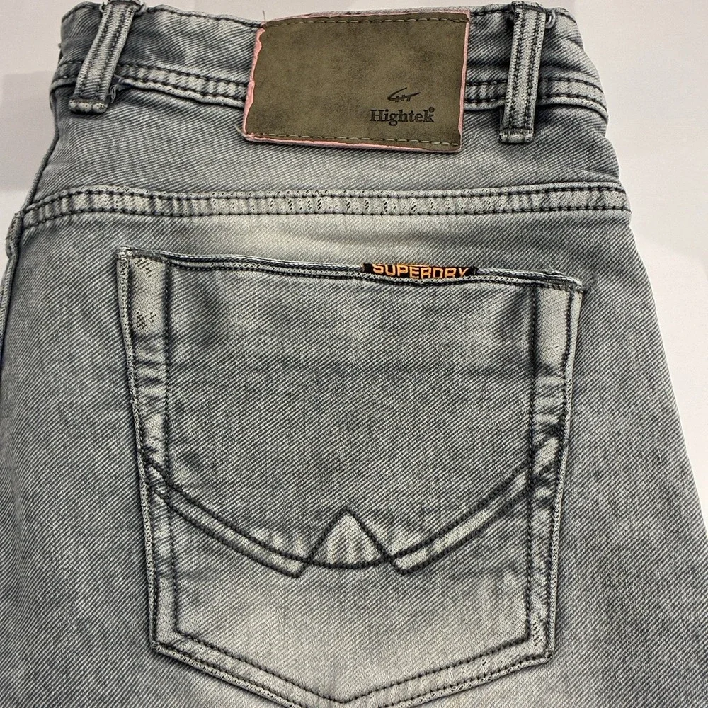 Superdry Vintage Superset Hightek Gray Acid Wash Jeans 32x30 Y2K Orange Tab